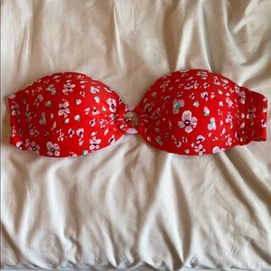 Strapless floral bikini top